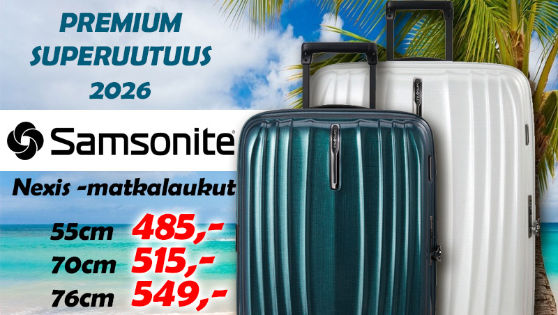 Premium Samsonite Nexis matkalaukut NT-BAGS Kamppi Helsinki